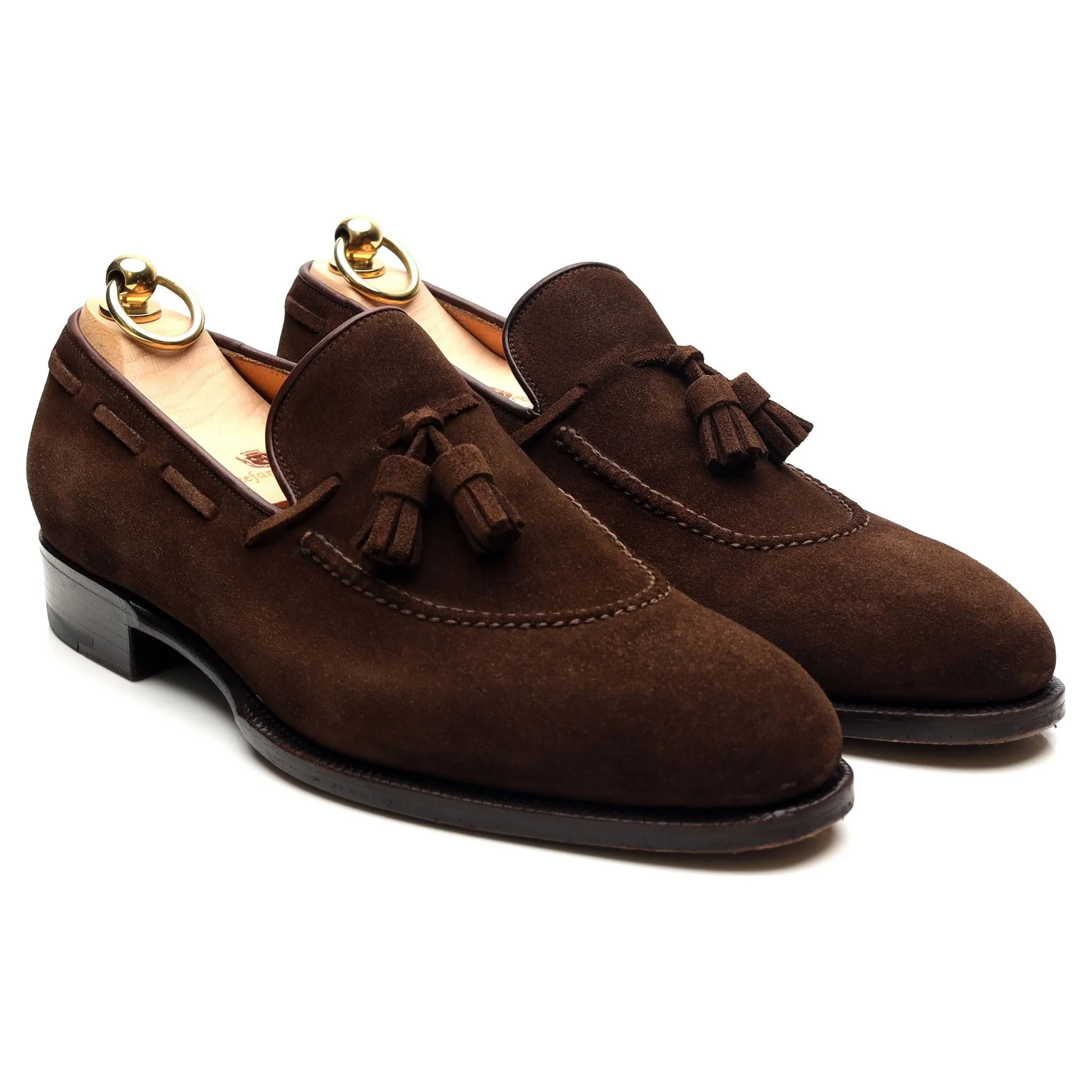 '1327' Dark Brown Suede Tassel Loafers UK 7