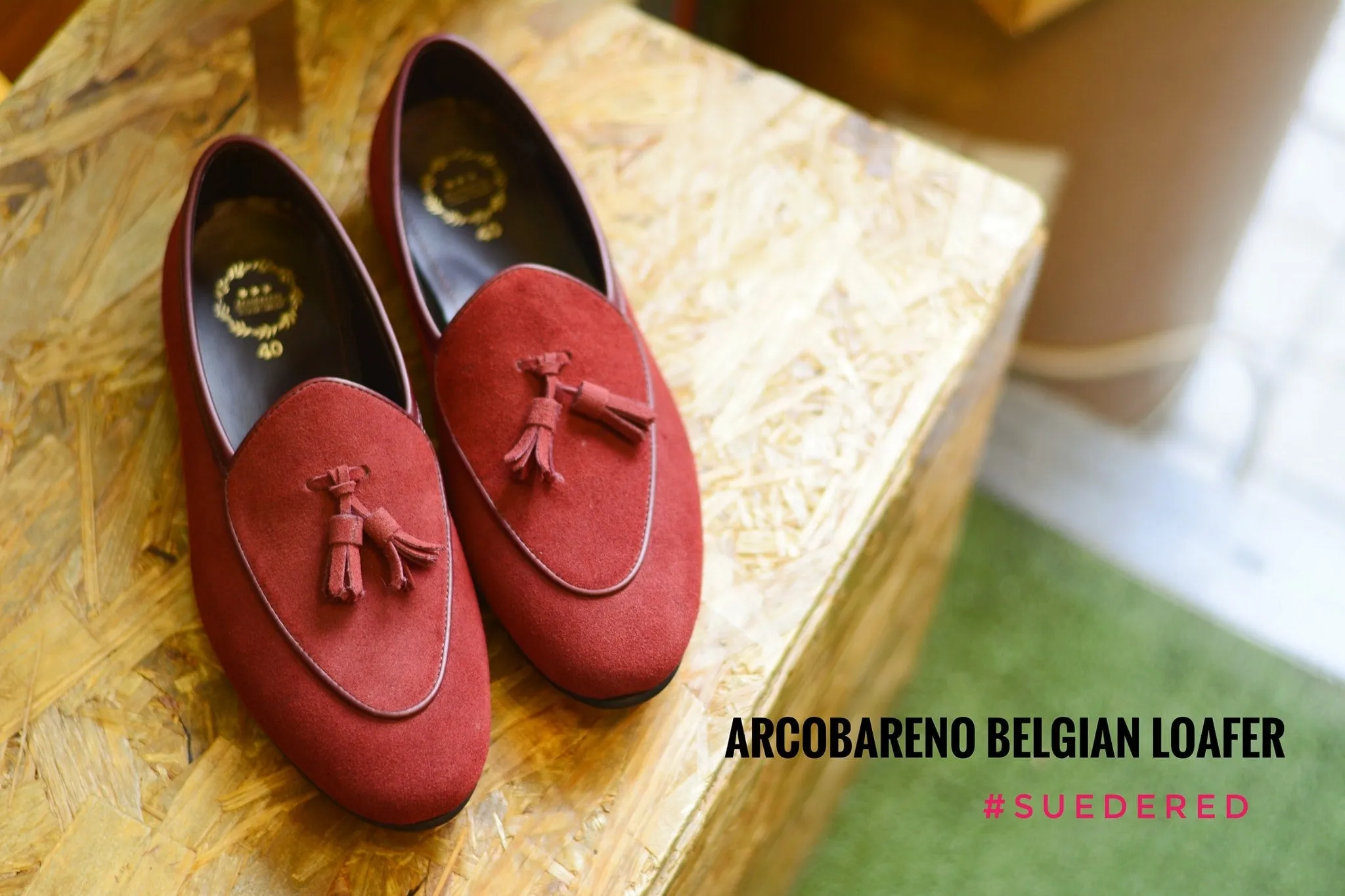 503-2 Suede Tassel Cherry Belgian Loafers