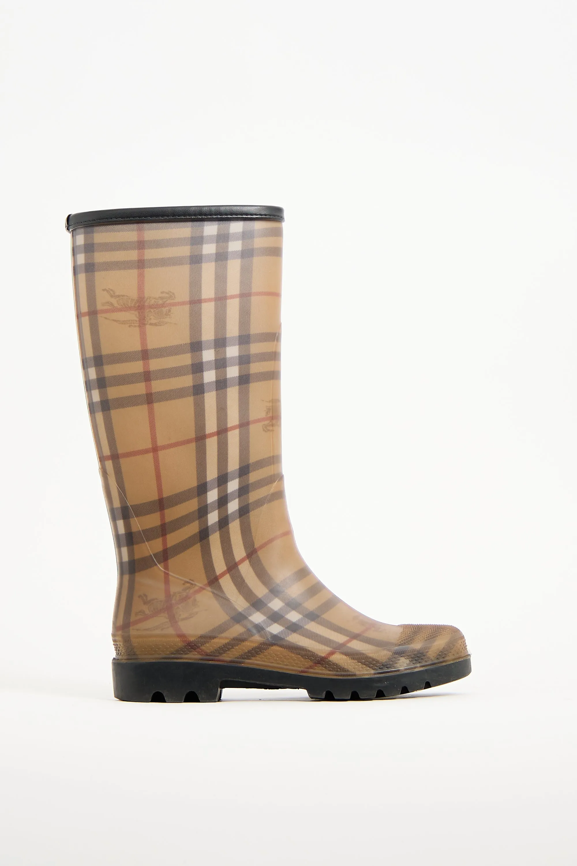 Beige  Nova Check Rubber Rain Boot
