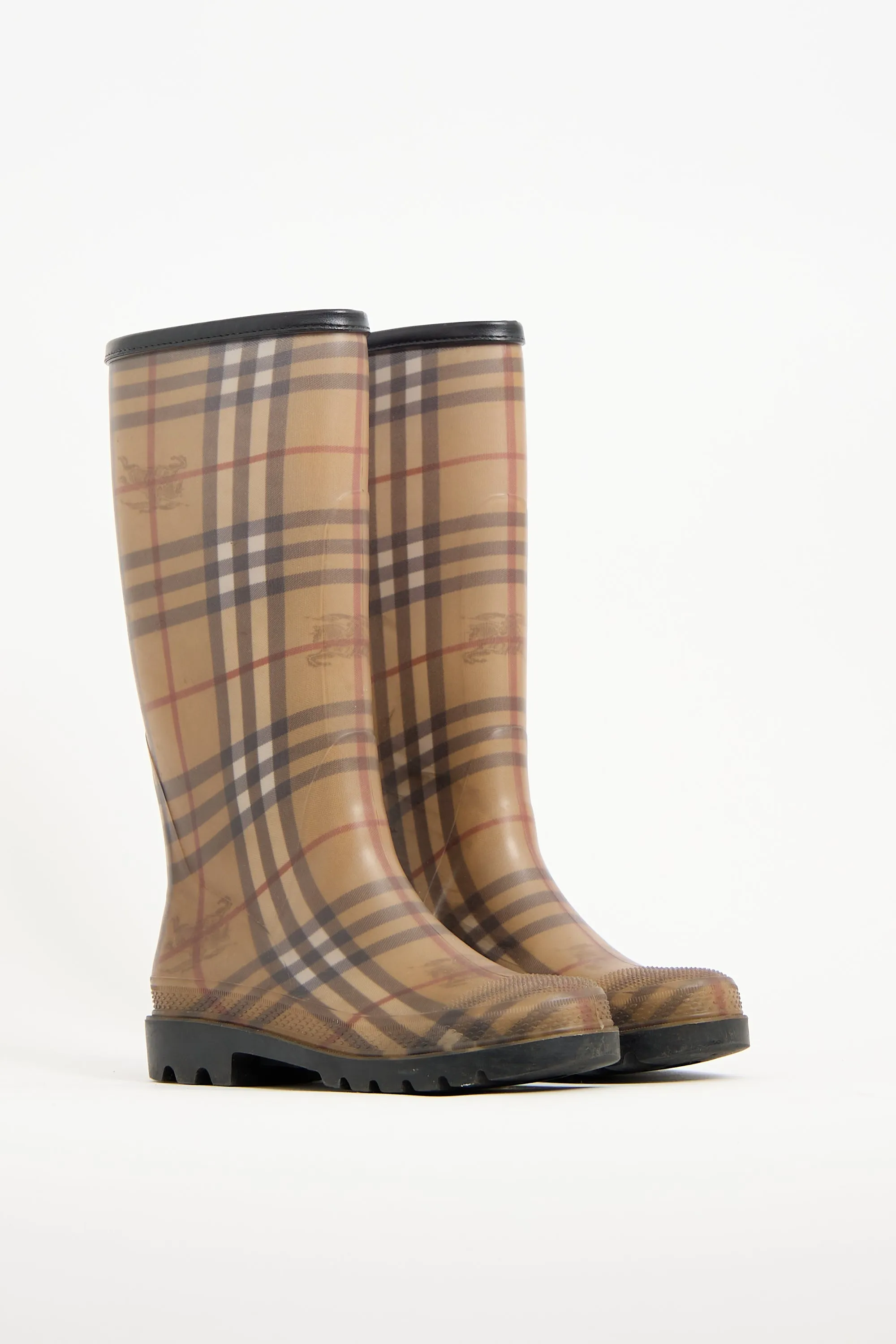 Beige  Nova Check Rubber Rain Boot