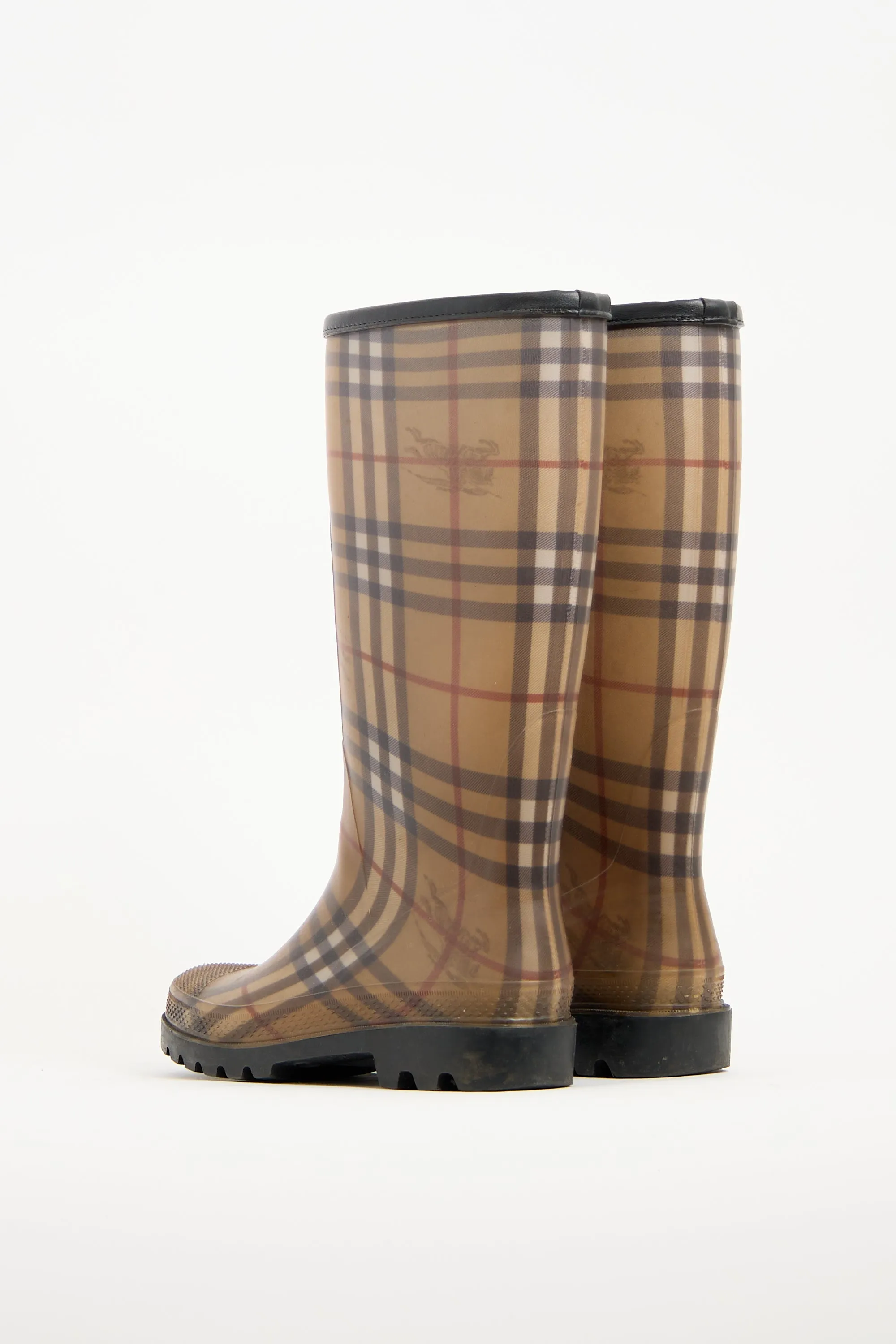 Beige  Nova Check Rubber Rain Boot