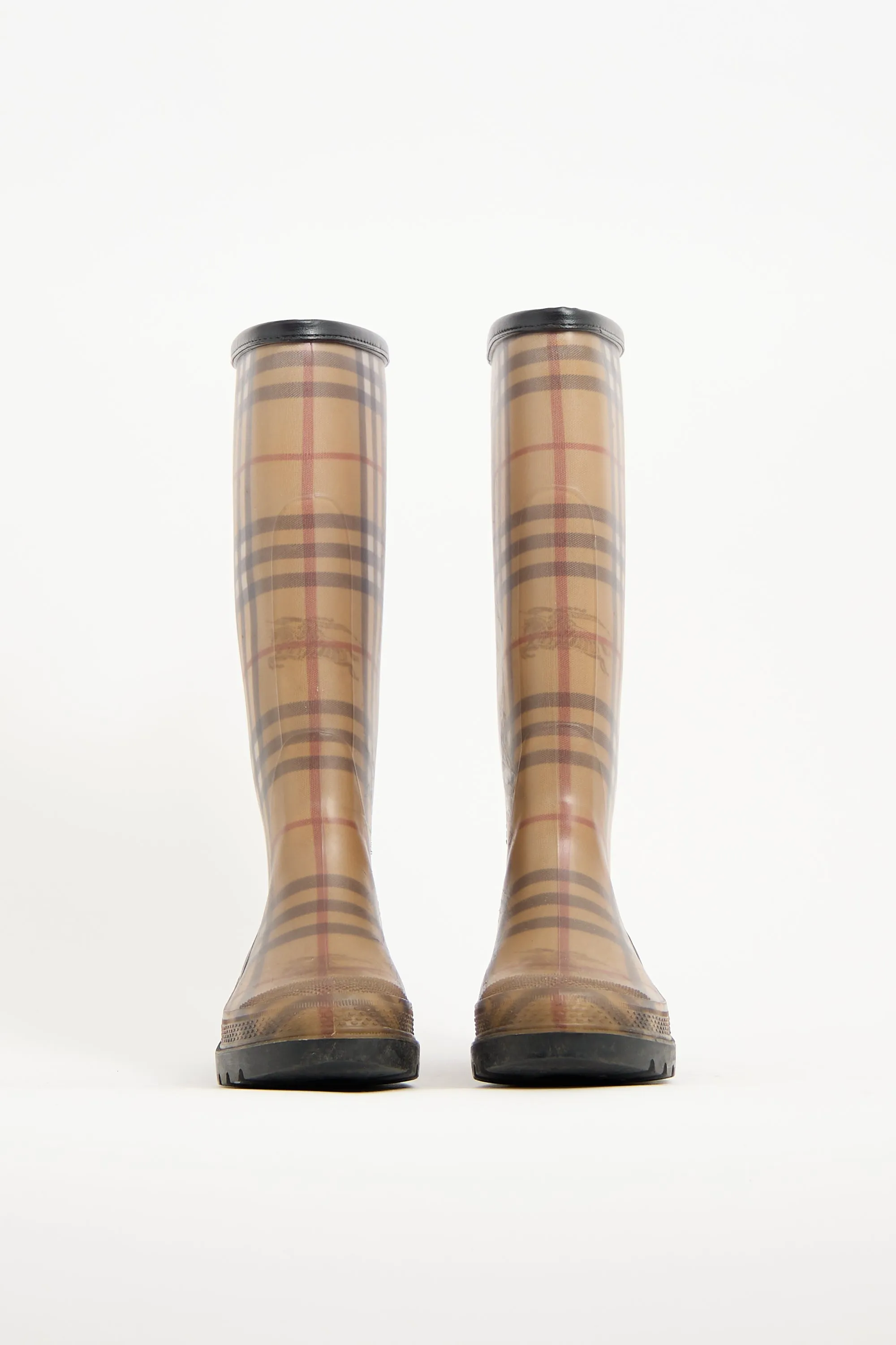 Beige  Nova Check Rubber Rain Boot