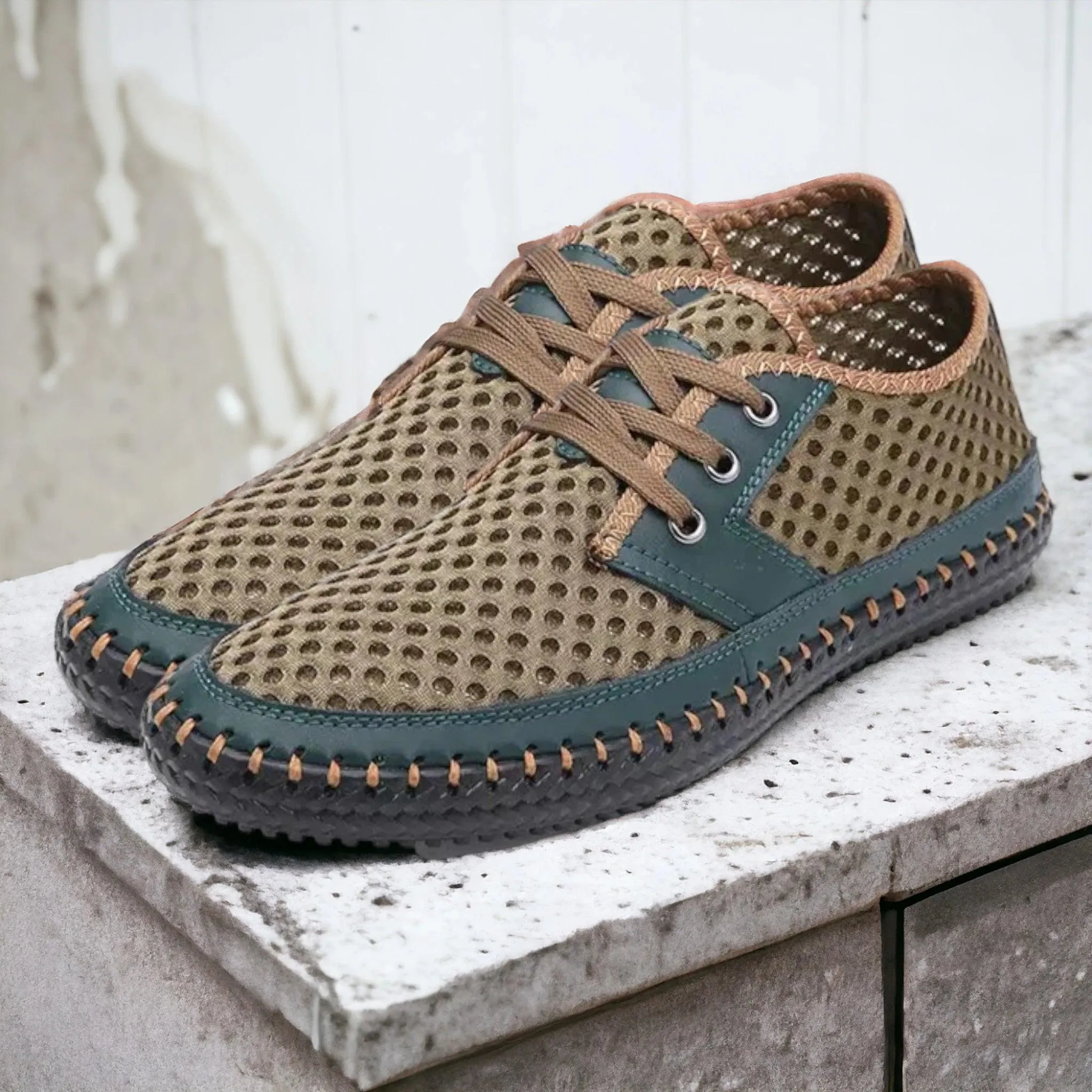 Black Green Men's Casual Shoes Breathable Loafers Soft Comfortable Flats