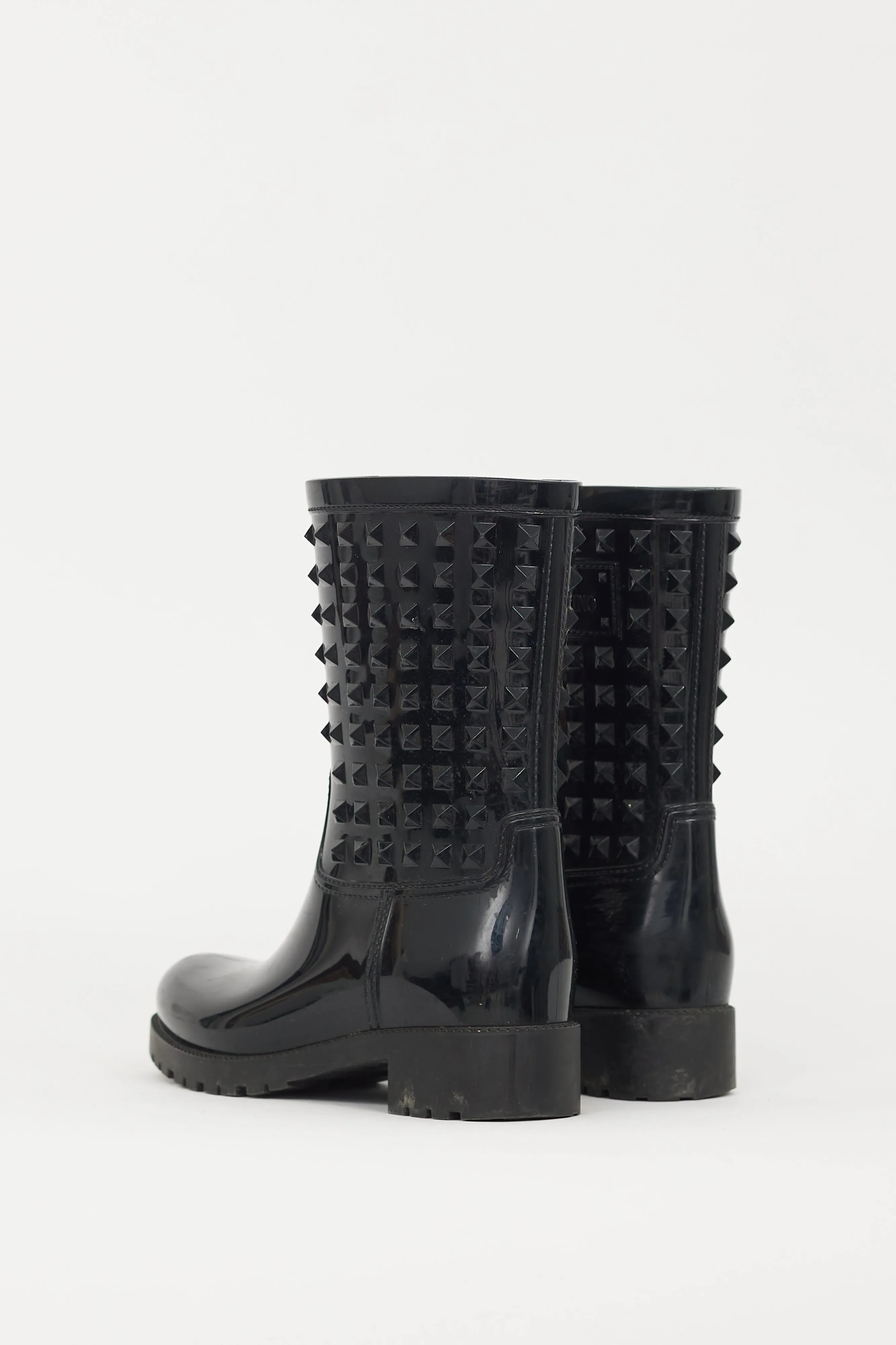 Black Rubber Garavani Rockstud Rain Boot