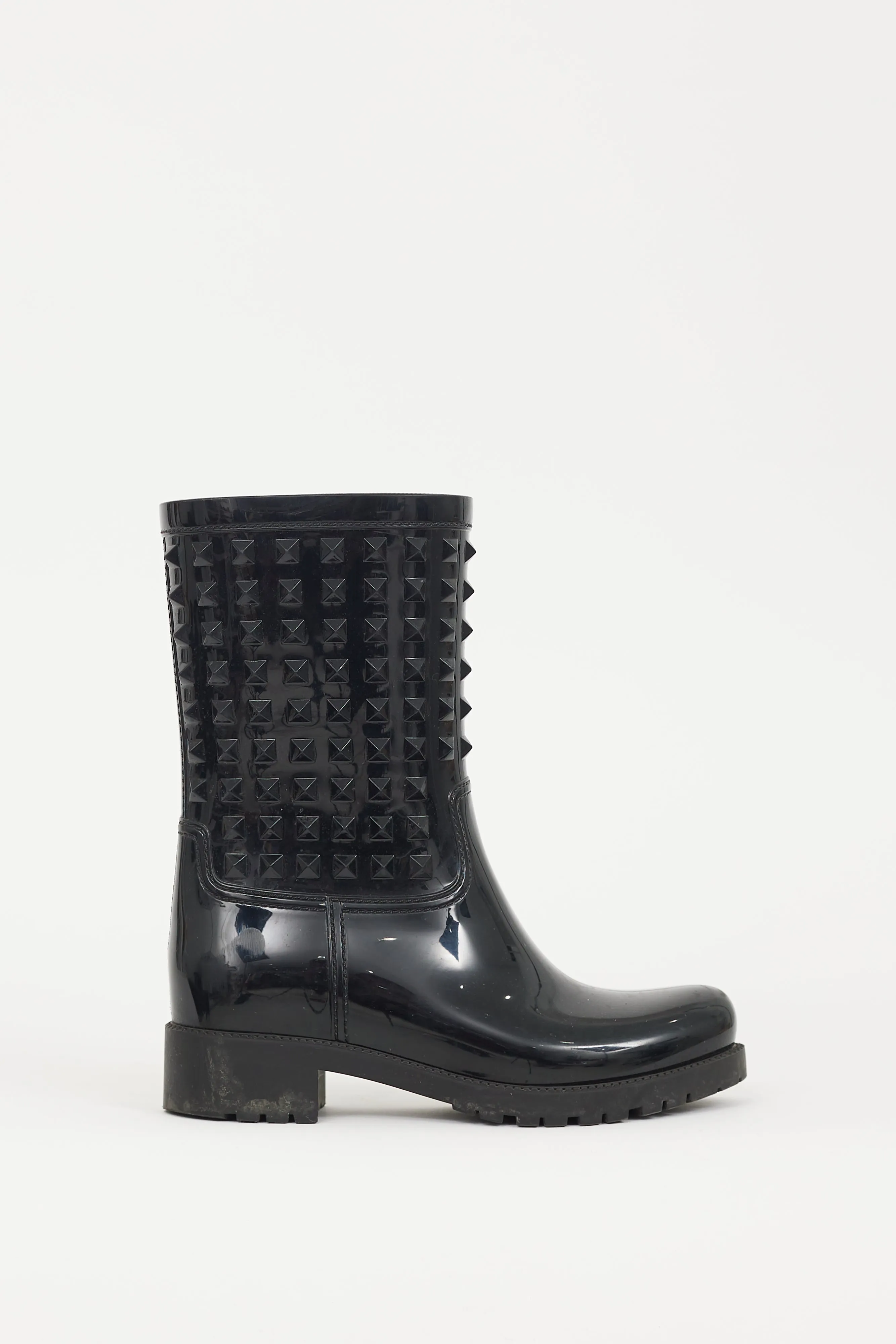 Black Rubber Garavani Rockstud Rain Boot