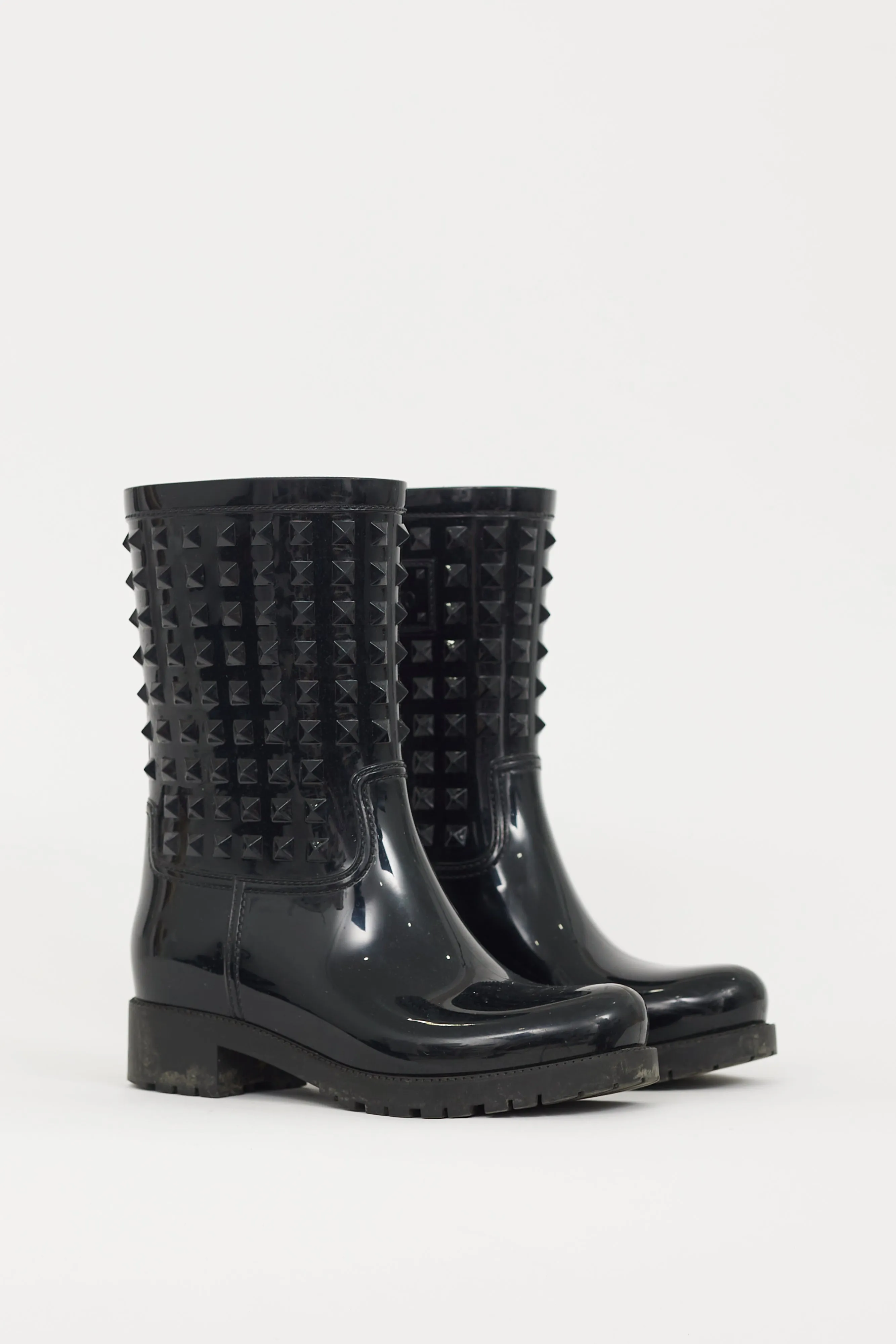 Black Rubber Garavani Rockstud Rain Boot