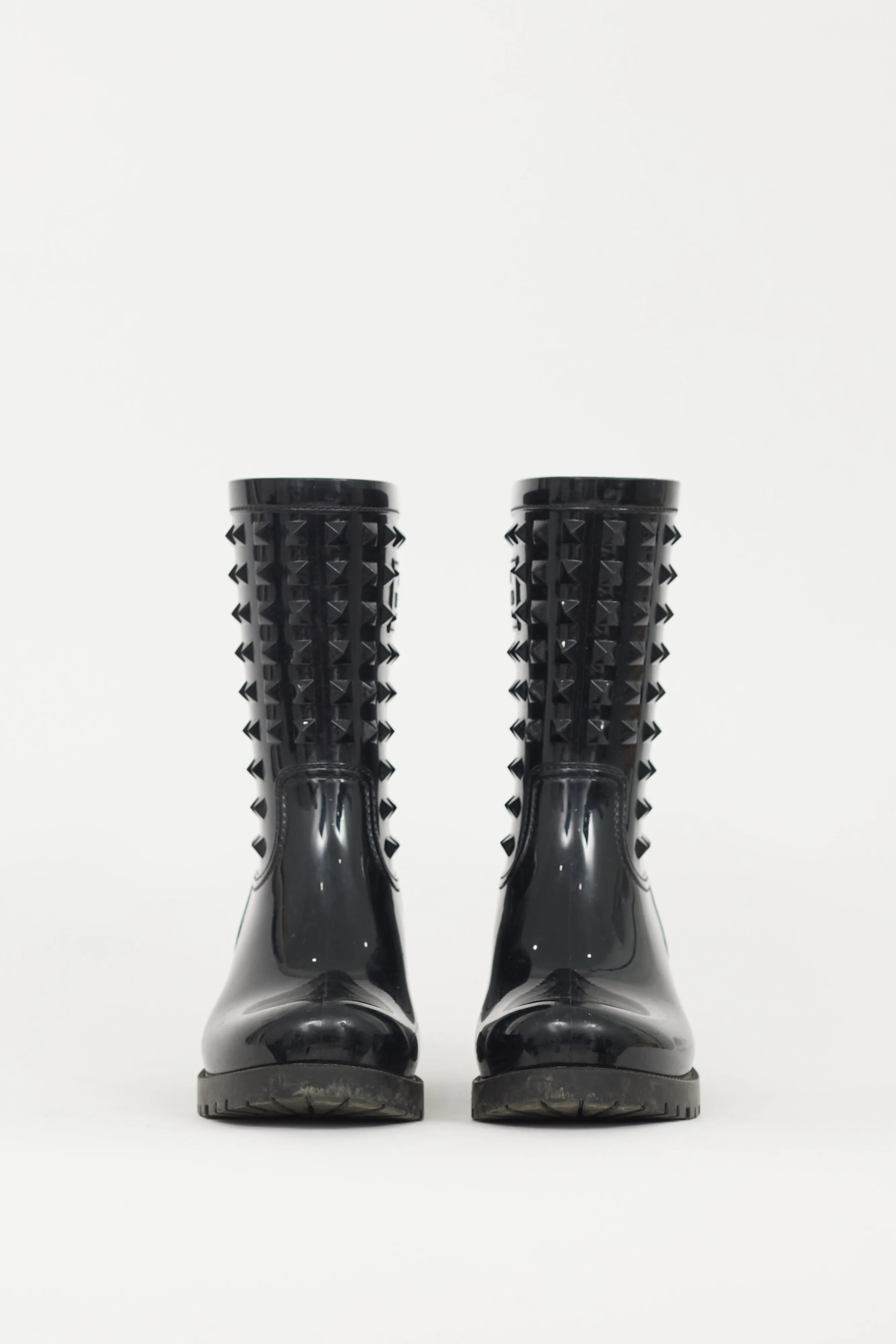 Black Rubber Garavani Rockstud Rain Boot