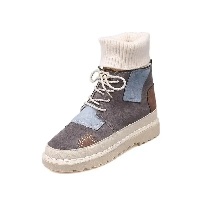 Handmade Women's Casual Shoes GCSM44 Comfortable Flat Ankle Boots