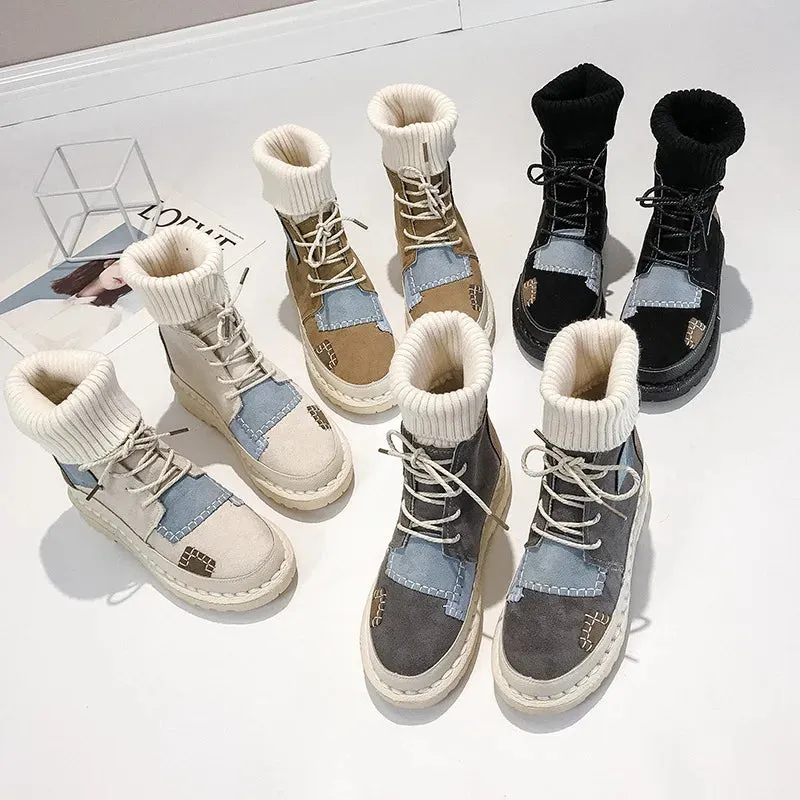 Handmade Women's Casual Shoes GCSM44 Comfortable Flat Ankle Boots