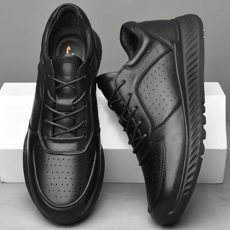 Hnzxzm Genuine Leather Casual Shoes Menlace up Fashion Oxford Shoes Outdoor Breathable Spring Autumn Shoe Men's Dress Shoes for Men