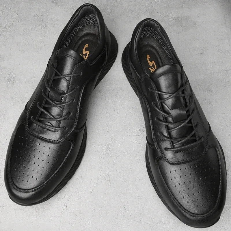 Hnzxzm Genuine Leather Casual Shoes Menlace up Fashion Oxford Shoes Outdoor Breathable Spring Autumn Shoe Men's Dress Shoes for Men