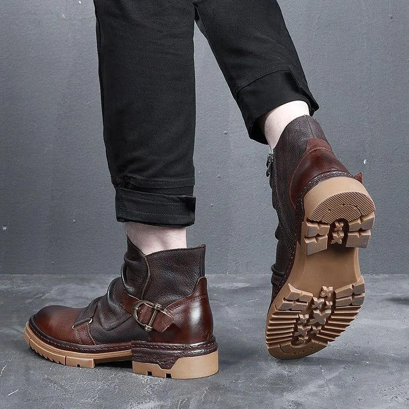 Leather Ankle Boots Men's Casual Shoes JTS0254 Business British Style