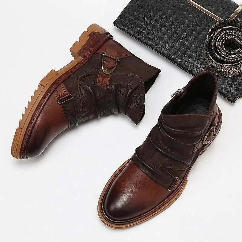 Leather Ankle Boots Men's Casual Shoes JTS0254 Business British Style