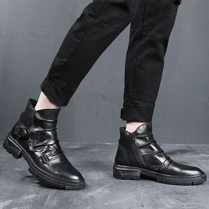 Leather Ankle Boots Men's Casual Shoes JTS0254 Business British Style