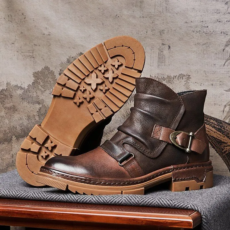Leather Ankle Boots Men's Casual Shoes JTS0254 Business British Style
