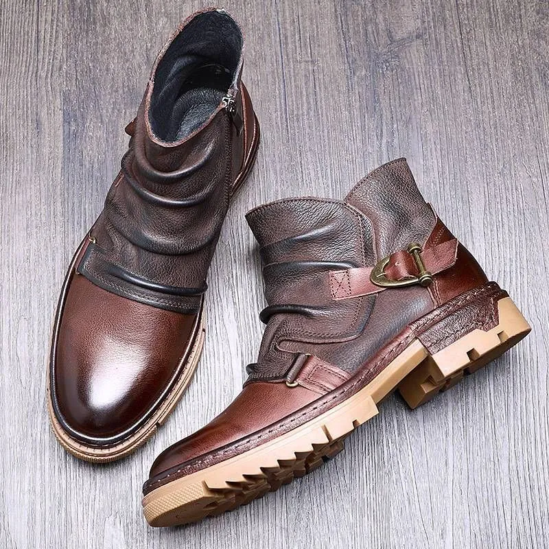 Leather Ankle Boots Men's Casual Shoes JTS0254 Business British Style