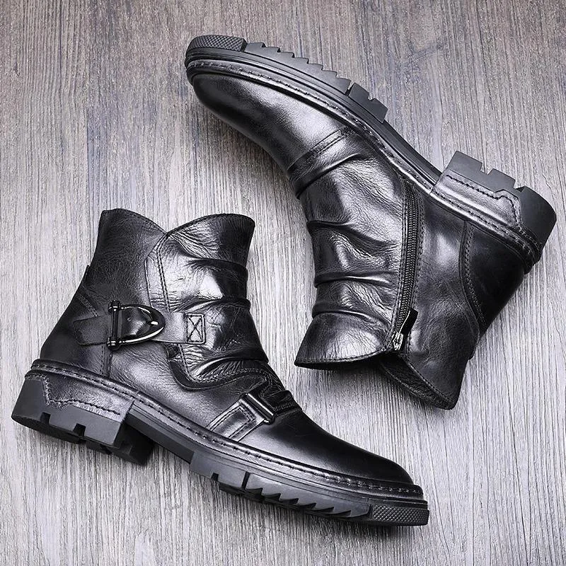 Leather Ankle Boots Men's Casual Shoes JTS0254 Business British Style