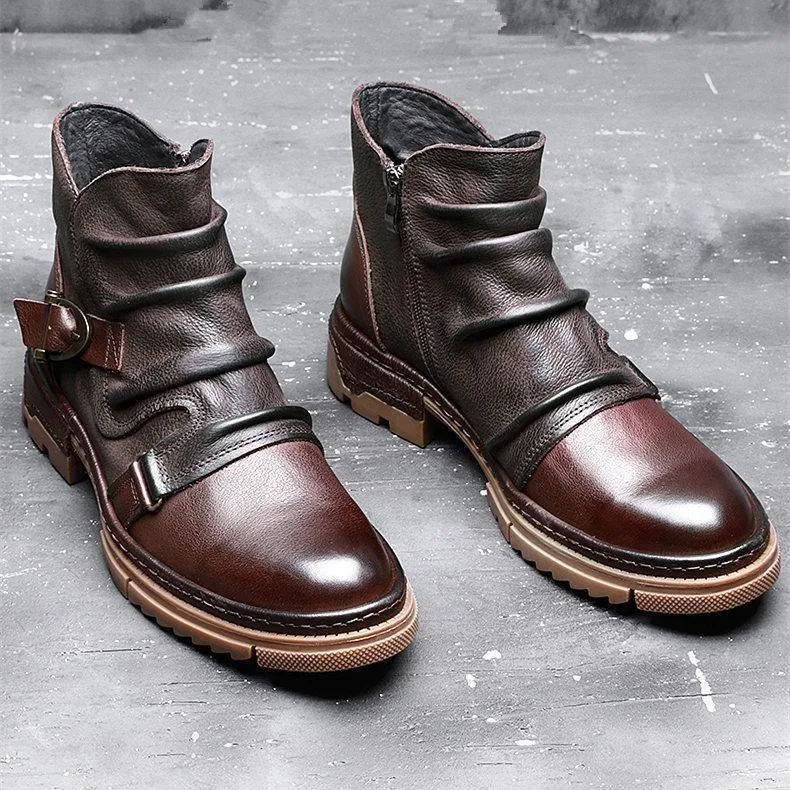 Leather Ankle Boots Men's Casual Shoes JTS0254 Business British Style