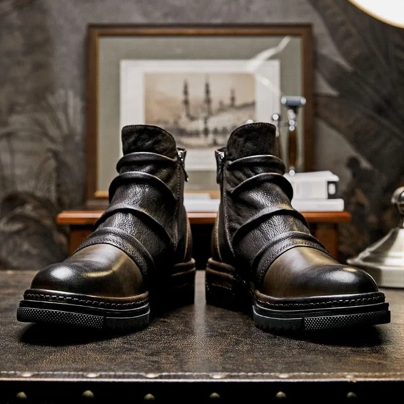 Leather Ankle Boots Men's Casual Shoes JTS0254 Business British Style