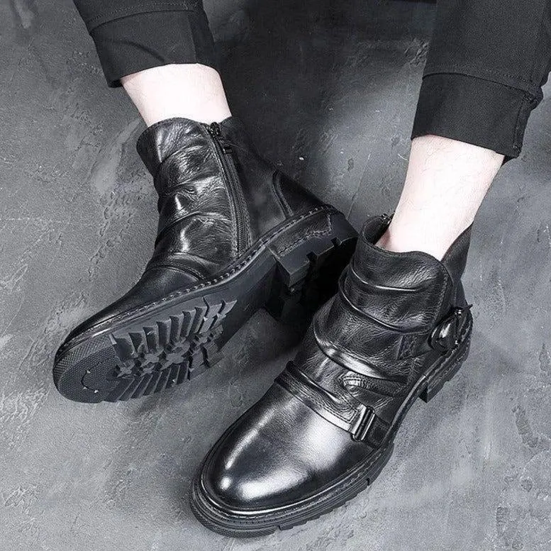 Leather Ankle Boots Men's Casual Shoes JTS0254 Business British Style
