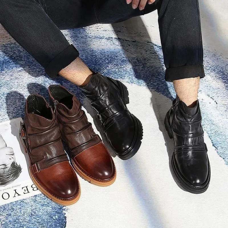 Leather Ankle Boots Men's Casual Shoes JTS0254 Business British Style
