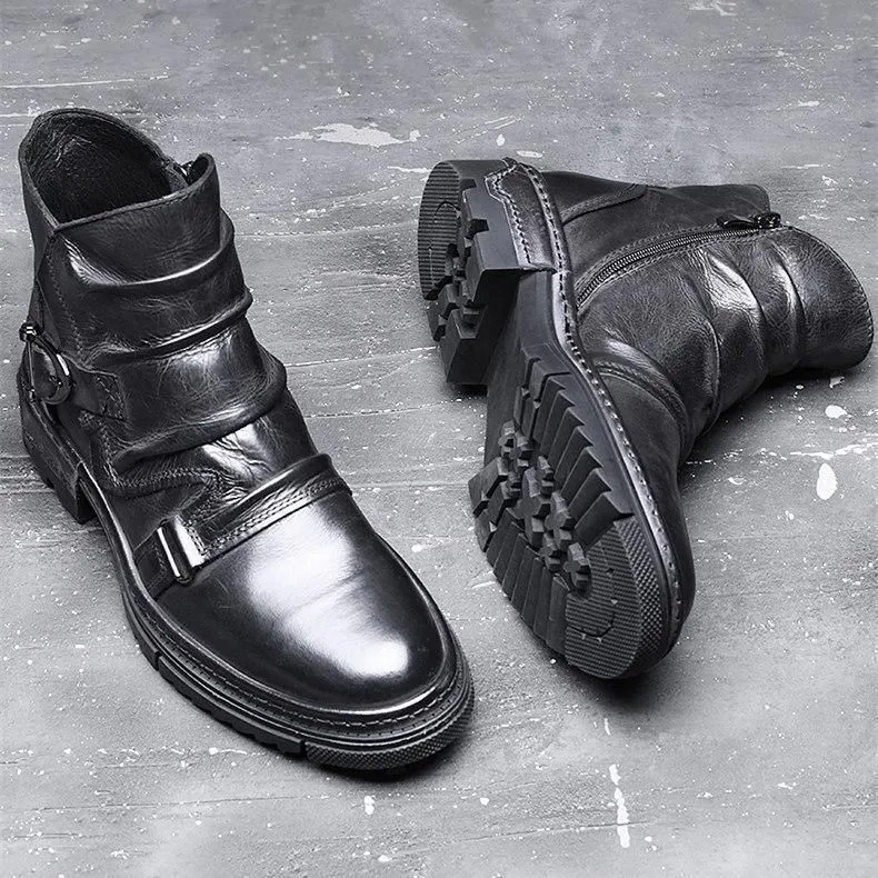 Leather Ankle Boots Men's Casual Shoes JTS0254 Business British Style