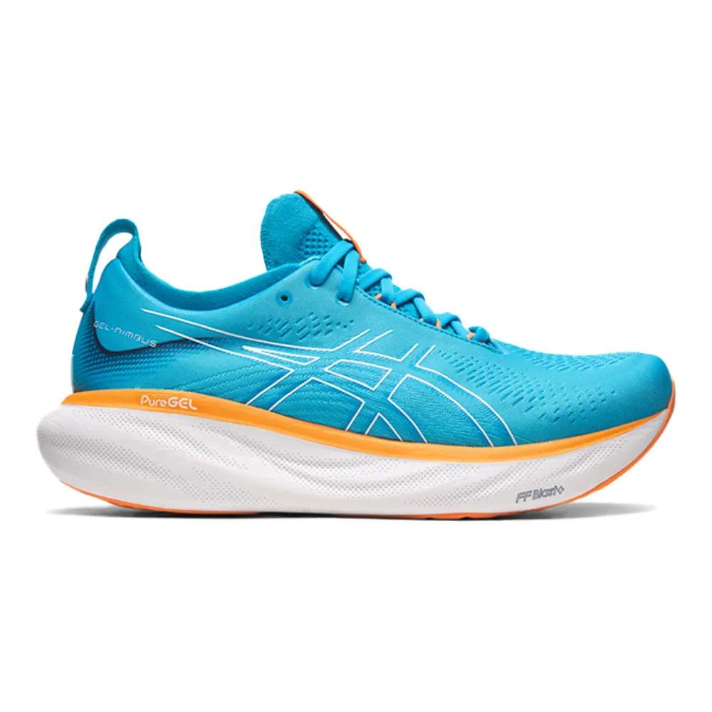 Men's Asics Gel-Nimbus 25, Island Blue/Sun Peach, 13 2E Wide