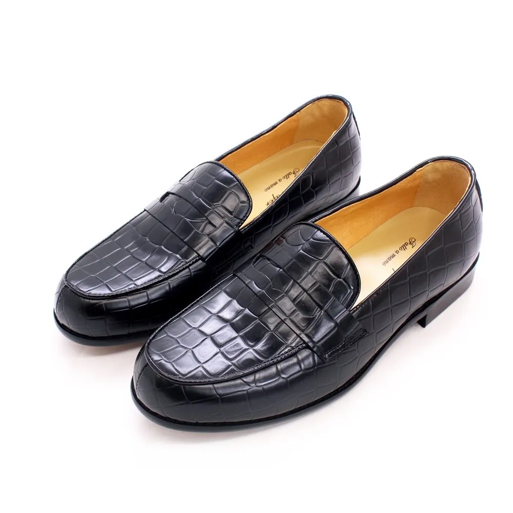 New Genuine Cow Leather Men Causal Loafer Shoes Men's Flats Luxury Crocodile Pattern Patent Leather Slip on Formal Men Loafers