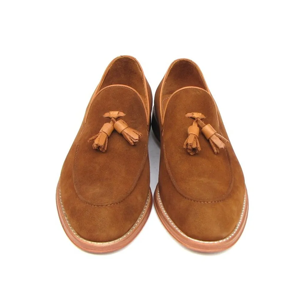 Paul Parkman Men's Tassel Loafer Tobacco Suede Shoes (ID#087-TAB)