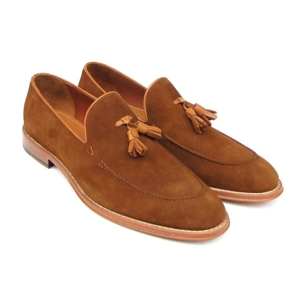 Paul Parkman Men's Tassel Loafer Tobacco Suede Shoes (ID#087-TAB)