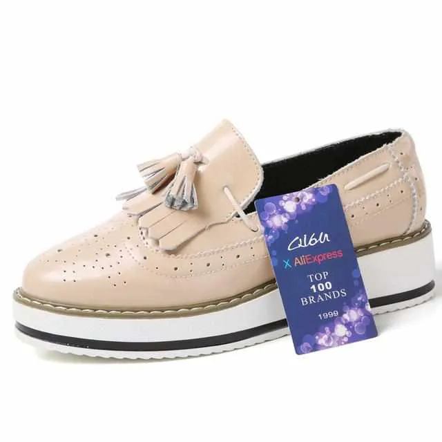 Women Flats Leather Tassel Slip-on Shoes