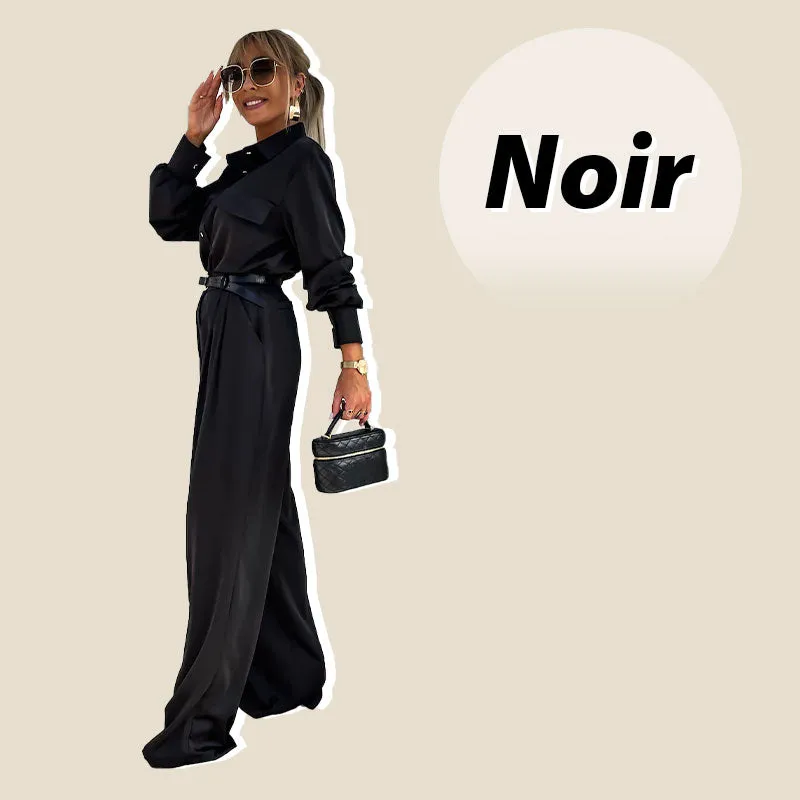 Women's Casual Long Sleeve Shirt and Loose Pants（2 Piece Set）