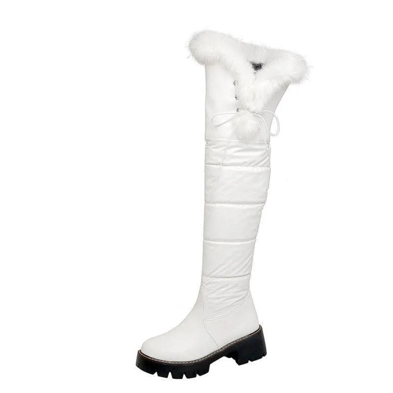 Women's Casual Shoes leather Over Knee Boots Low Heels ZOS1139